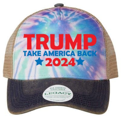 Donald Trump 2024 Take America Back Donald Trump 2024 Legacy Tie Dye Trucker Hat