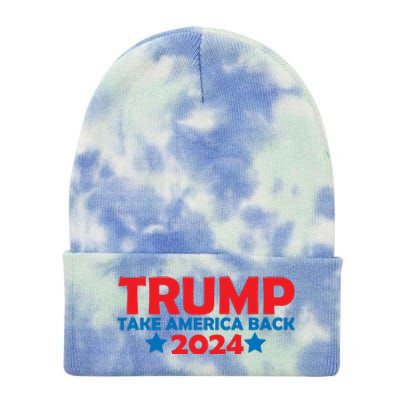 Donald Trump 2024 Take America Back Donald Trump 2024 Tie Dye 12in Knit Beanie