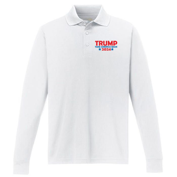 Donald Trump 2024 Take America Back Donald Trump 2024 Performance Long Sleeve Polo