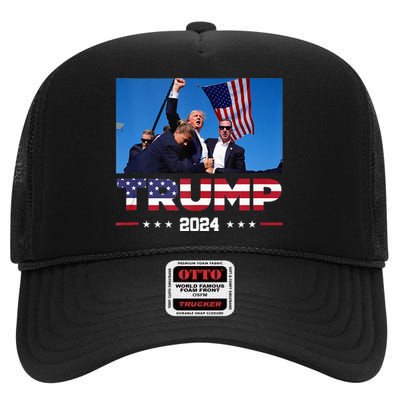 Donald Trump 2024 Survived Shooting At Election Rally High Crown Mesh Back Trucker Hat