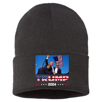 Donald Trump 2024 Survived Shooting At Election Rally Sustainable Knit Beanie