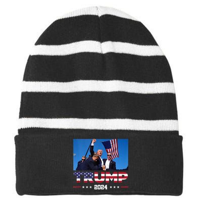 Donald Trump 2024 Survived Shooting At Election Rally Striped Beanie with Solid Band