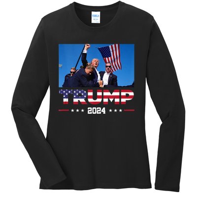 Donald Trump 2024 Survived Shooting At Election Rally Ladies Long Sleeve Shirt