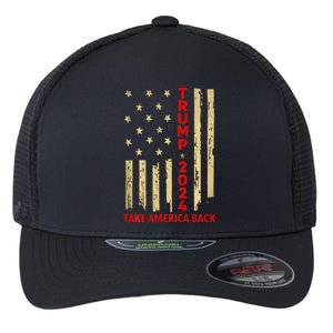 Donald Trump 2024 Take America Back American Flag Flexfit Unipanel Trucker Cap