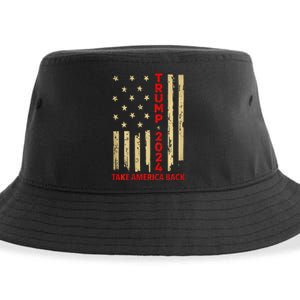 Donald Trump 2024 Take America Back American Flag Sustainable Bucket Hat