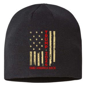 Donald Trump 2024 Take America Back American Flag Sustainable Beanie