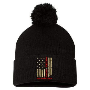 Donald Trump 2024 Take America Back American Flag Pom Pom 12in Knit Beanie