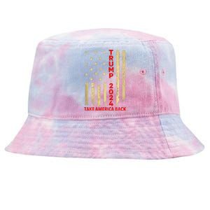 Donald Trump 2024 Take America Back American Flag Tie-Dyed Bucket Hat