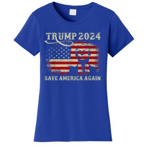 Donald Trump 2024 Save America Again American Flag Patriotic Gift Women's T-Shirt