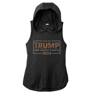 Donald Trump 2024 Take America Back Leopard Print Gift Women Ladies PosiCharge Tri-Blend Wicking Draft Hoodie Tank