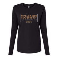 Donald Trump 2024 Take America Back Leopard Print Gift Women Womens Cotton Relaxed Long Sleeve T-Shirt