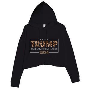 Donald Trump 2024 Take America Back Leopard Print Gift Women Crop Fleece Hoodie