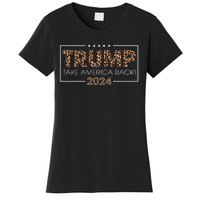 Donald Trump 2024 Take America Back Leopard Print Gift Women Women's T-Shirt