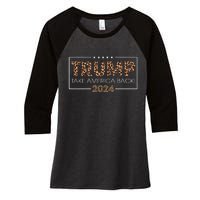 Donald Trump 2024 Take America Back Leopard Print Gift Women Women's Tri-Blend 3/4-Sleeve Raglan Shirt