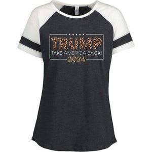 Donald Trump 2024 Take America Back Leopard Print Gift Women Enza Ladies Jersey Colorblock Tee