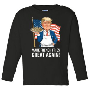 Donald Trump 2024 French Fry Make French Fries Great Again 2024 Magadonalds Toddler Long Sleeve Shirt