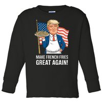 Donald Trump 2024 French Fry Make French Fries Great Again 2024 Magadonalds Toddler Long Sleeve Shirt