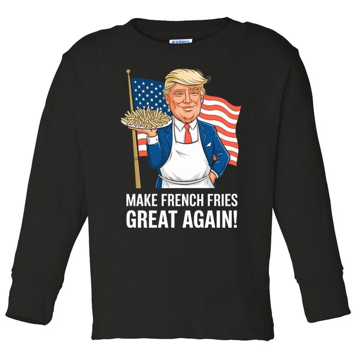 Donald Trump 2024 French Fry Make French Fries Great Again 2024 Magadonalds Toddler Long Sleeve Shirt