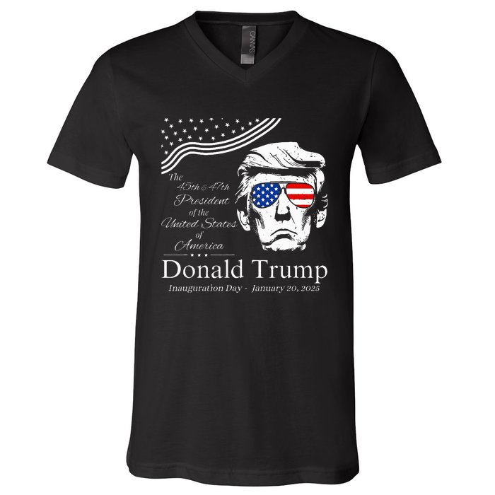 Donald Trump 2024 45th & 47th President Inauguration Day V-Neck T-Shirt