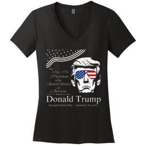 Donald Trump 2024 45th & 47th President Inauguration Day Women's V-Neck T-Shirt