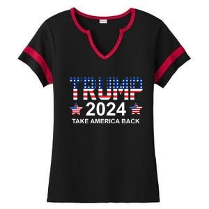 Donald Trump 2024 Take America Back Ladies Halftime Notch Neck Tee