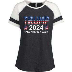 Donald Trump 2024 Take America Back Enza Ladies Jersey Colorblock Tee