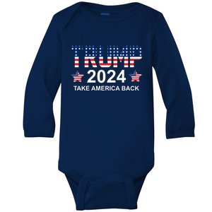 Donald Trump 2024 Take America Back Baby Long Sleeve Bodysuit