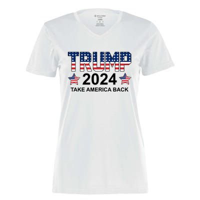 Donald Trump 2024 Take America Back Women's Momentum V-Neck T-Shirt