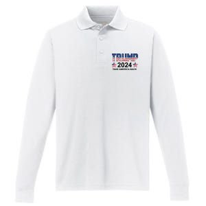 Donald Trump 2024 Take America Back Performance Long Sleeve Polo