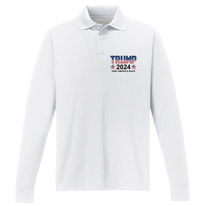 Donald Trump 2024 Take America Back Performance Long Sleeve Polo