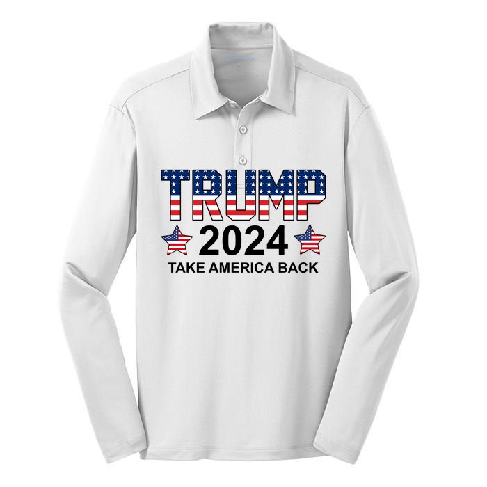 Donald Trump 2024 Take America Back Silk Touch Performance Long Sleeve Polo