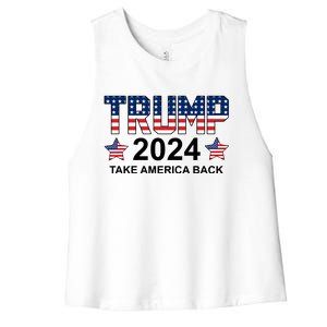 Donald Trump 2024 Take America Back Women's Racerback Cropped Tank