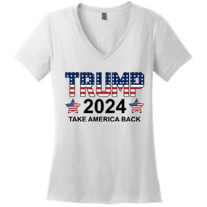 Donald Trump 2024 Take America Back Women's V-Neck T-Shirt