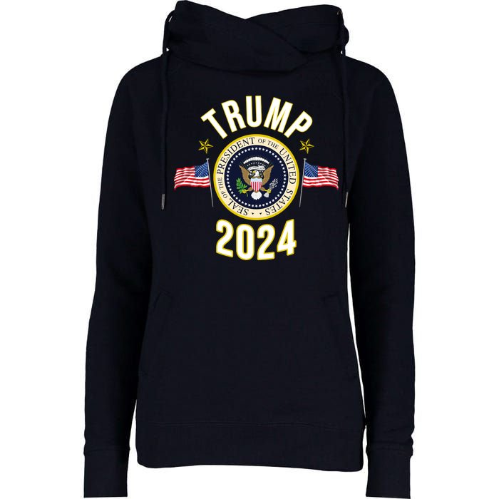 Donald Trump 2024 Presidential Seal Womens Funnel Neck Pullover Hood