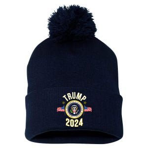 Donald Trump 2024 Presidential Seal Pom Pom 12in Knit Beanie