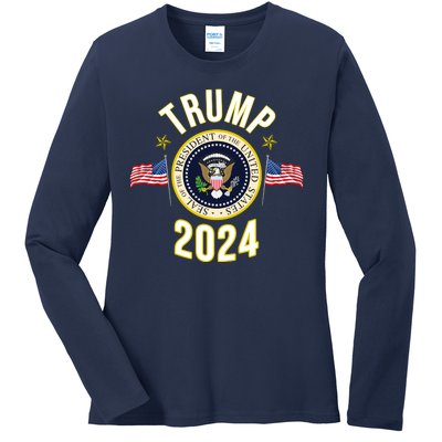 Donald Trump 2024 Presidential Seal Ladies Long Sleeve Shirt