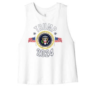 Donald Trump 2024 Presidential Seal Women's Racerback Cropped Tank