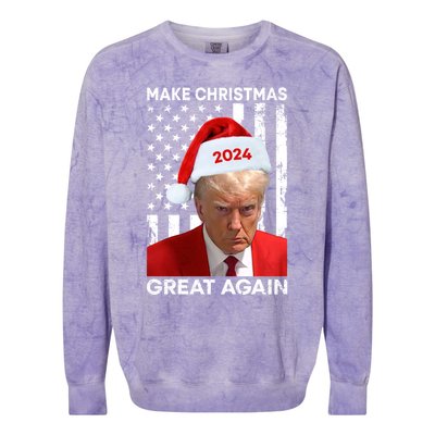 Donald Trump 2024 Make Christmas Great Again American Flag Cool Gift Colorblast Crewneck Sweatshirt