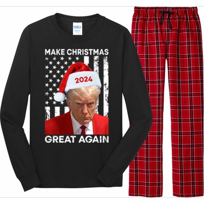 Donald Trump 2024 Make Christmas Great Again American Flag Cool Gift Long Sleeve Pajama Set