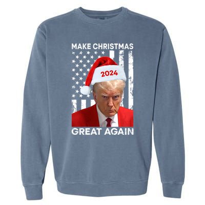 Donald Trump 2024 Make Christmas Great Again American Flag Cool Gift Garment-Dyed Sweatshirt