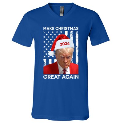 Donald Trump 2024 Make Christmas Great Again American Flag Cool Gift V-Neck T-Shirt