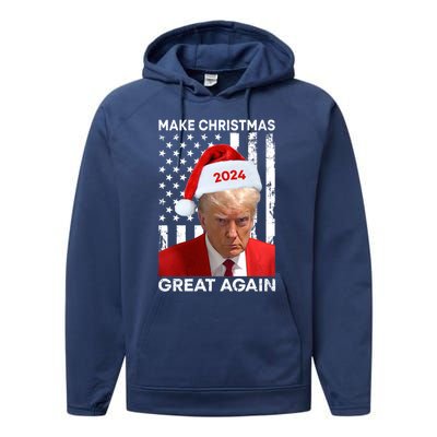 Donald Trump 2024 Make Christmas Great Again American Flag Cool Gift Performance Fleece Hoodie