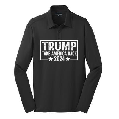 Donald Trump 2024 Take America Back Donald Trump 2024 Silk Touch Performance Long Sleeve Polo