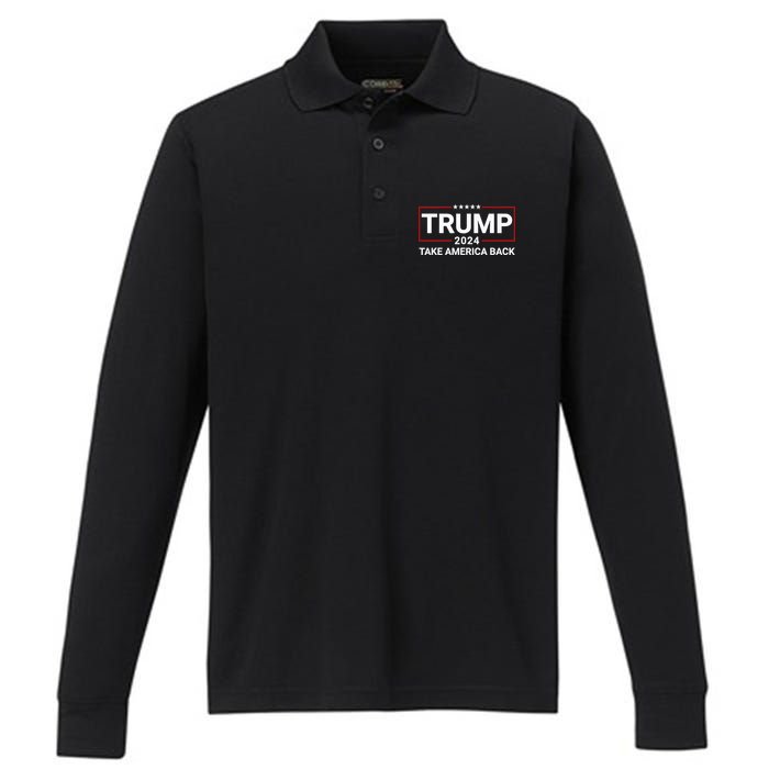 Donald Trump 2024 Take America Back Election The Return Performance Long Sleeve Polo