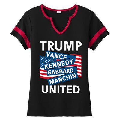 Donald Trump 2024 Joe Manchin Kennedy Gabbard Checkmate Ladies Halftime Notch Neck Tee