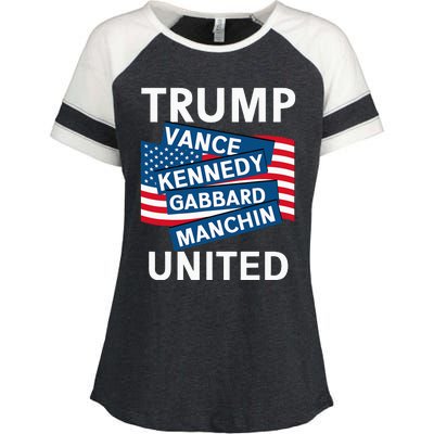 Donald Trump 2024 Joe Manchin Kennedy Gabbard Checkmate Enza Ladies Jersey Colorblock Tee