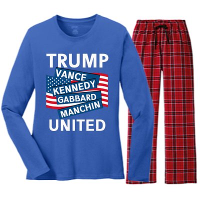 Donald Trump 2024 Joe Manchin Kennedy Gabbard Checkmate Women's Long Sleeve Flannel Pajama Set 