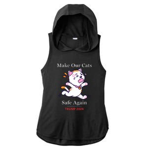 Donald Trump 2024 Funny Cat Conservative Maga Ladies PosiCharge Tri-Blend Wicking Draft Hoodie Tank