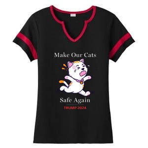 Donald Trump 2024 Funny Cat Conservative Maga Ladies Halftime Notch Neck Tee