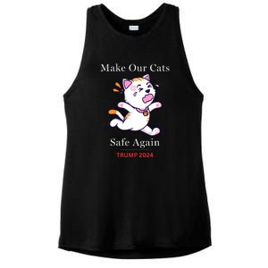 Donald Trump 2024 Funny Cat Conservative Maga Ladies PosiCharge Tri-Blend Wicking Tank